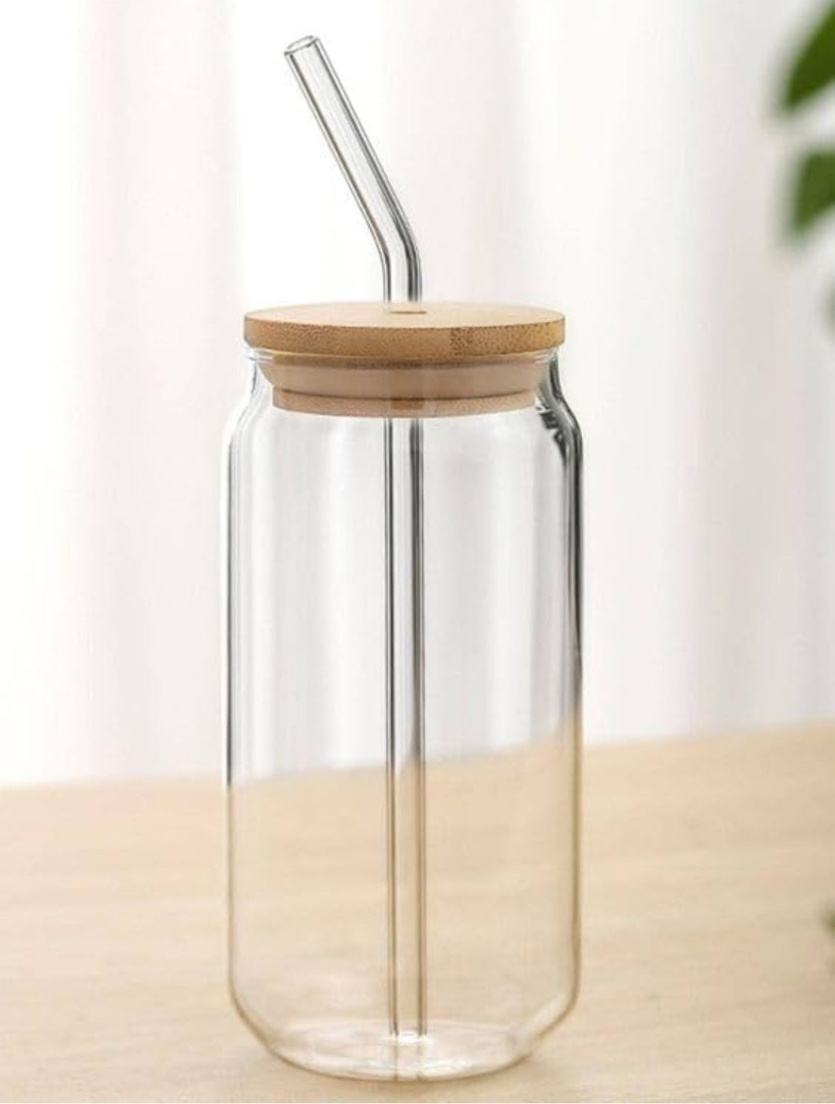 Ophelia Straight Glass Sipper with Bamboo Lid and Glass Straw