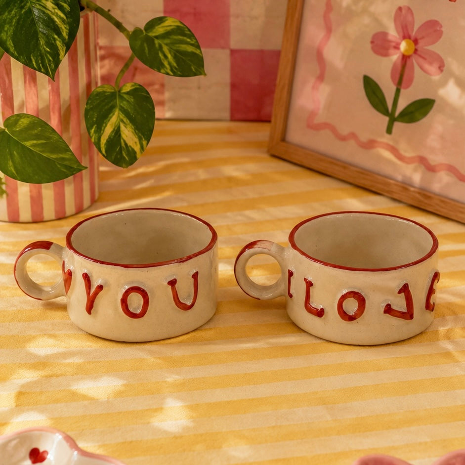 I Love You Embossed Mug - Set of 2