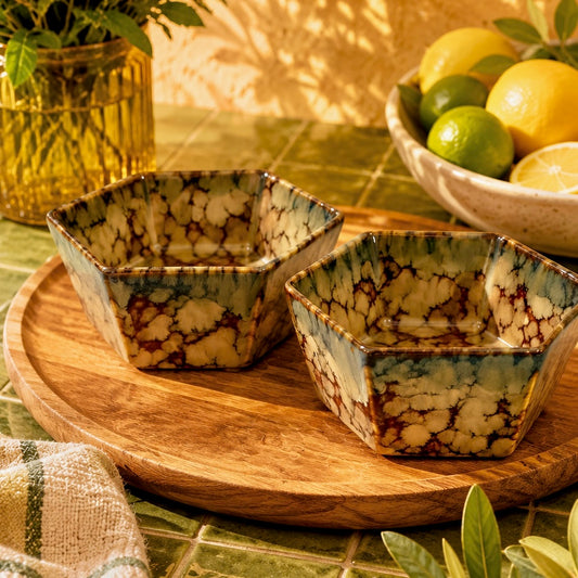Hazel Studio Pottery Hexagon Snack Bowl - Set of 2