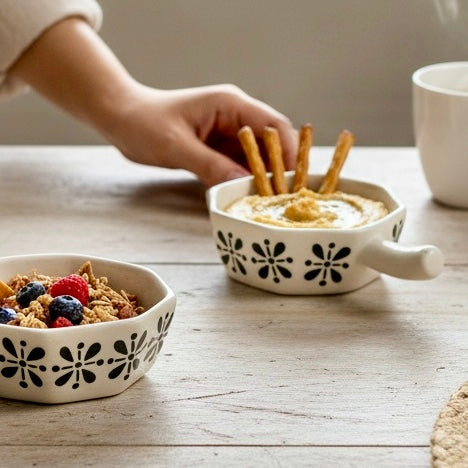 Set of 2 Handpainted Clover Condiment Bowls