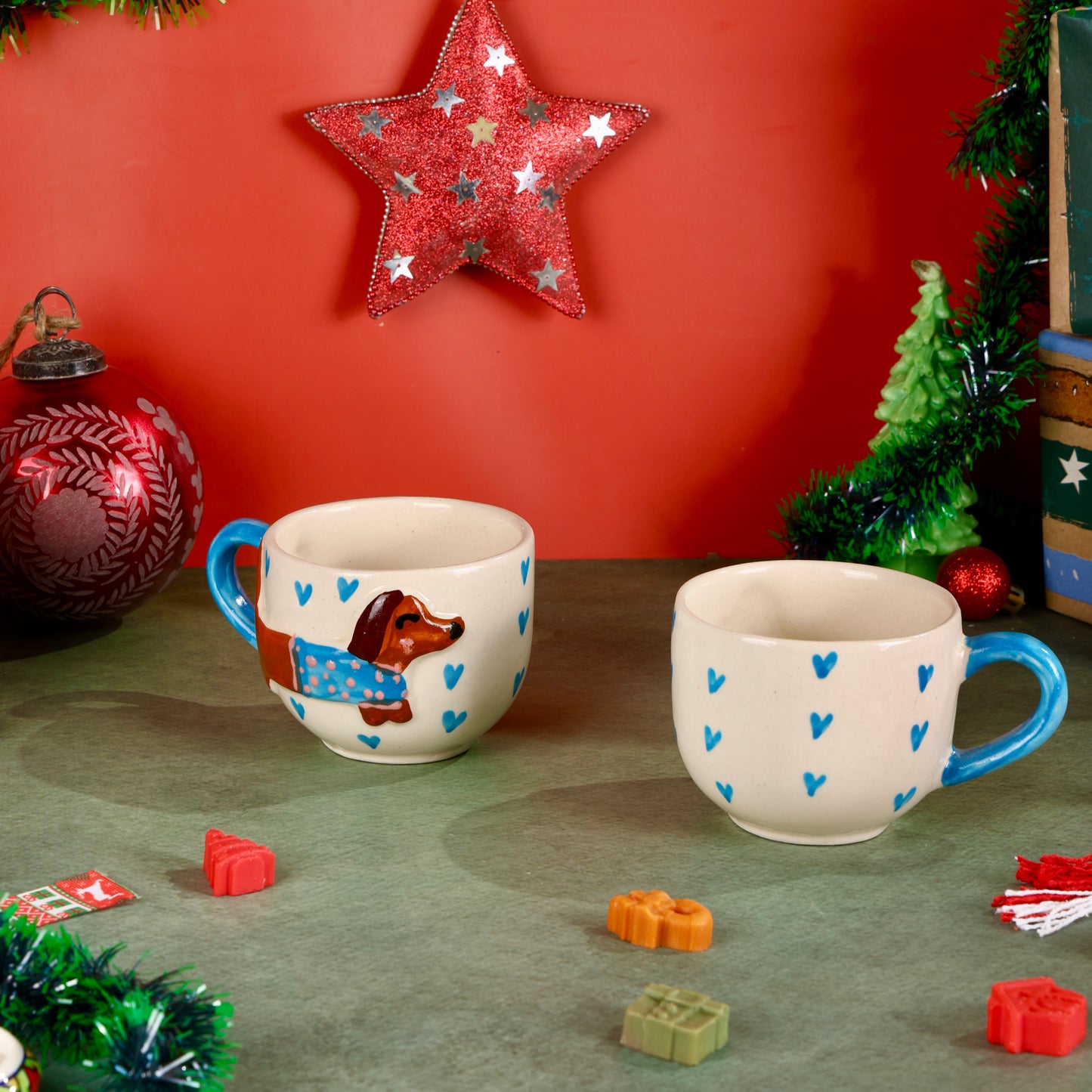 Doggo Sweater Heart Mugs - Set of 2