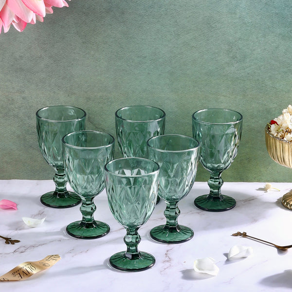 Theo Crystal Elegant Wine Glasses Green