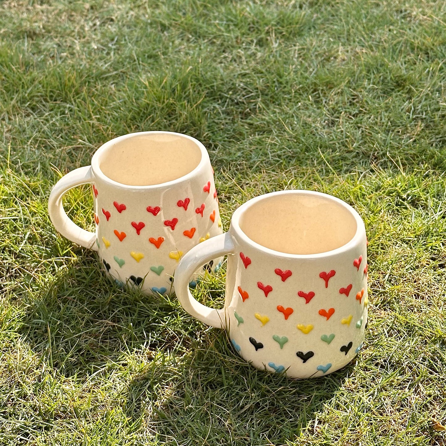 3D Rainbow Heart Mug - Set of 2