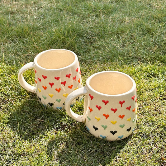 3D Rainbow Heart Mug - Set of 2