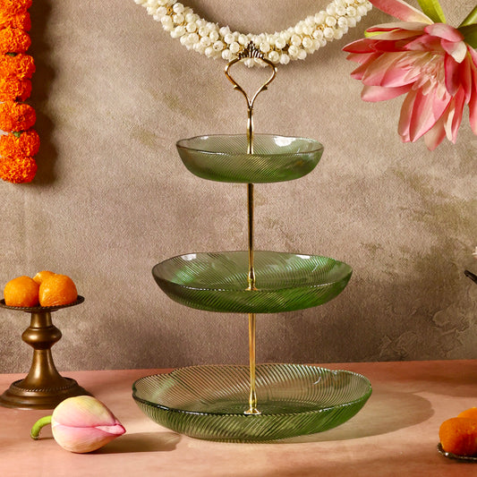 Irina Glass 3 tier Cake or Cupcake Stand or Fruit Platter