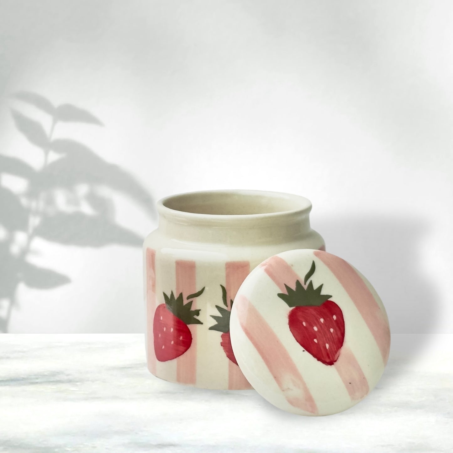 Strawberry Stripe Jar - not airtight - pack of one