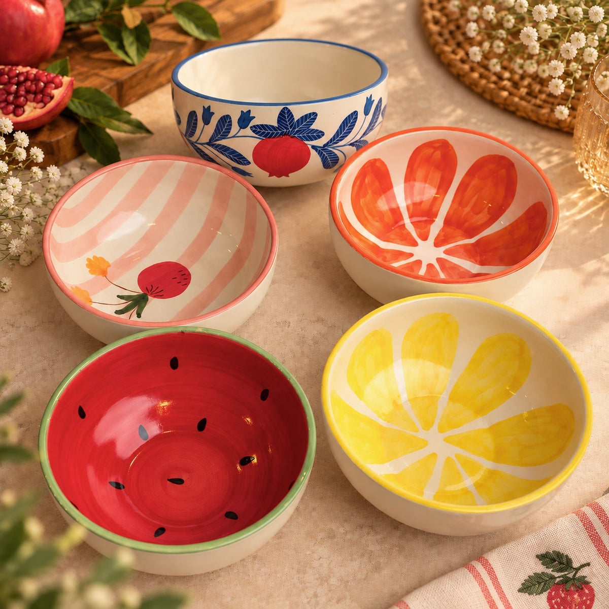 Set of 5 Pinterest inspired all purpose bowls