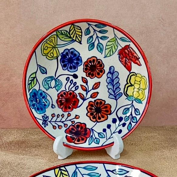 Handpainted Bloom Shallow Bowl - Pack of one