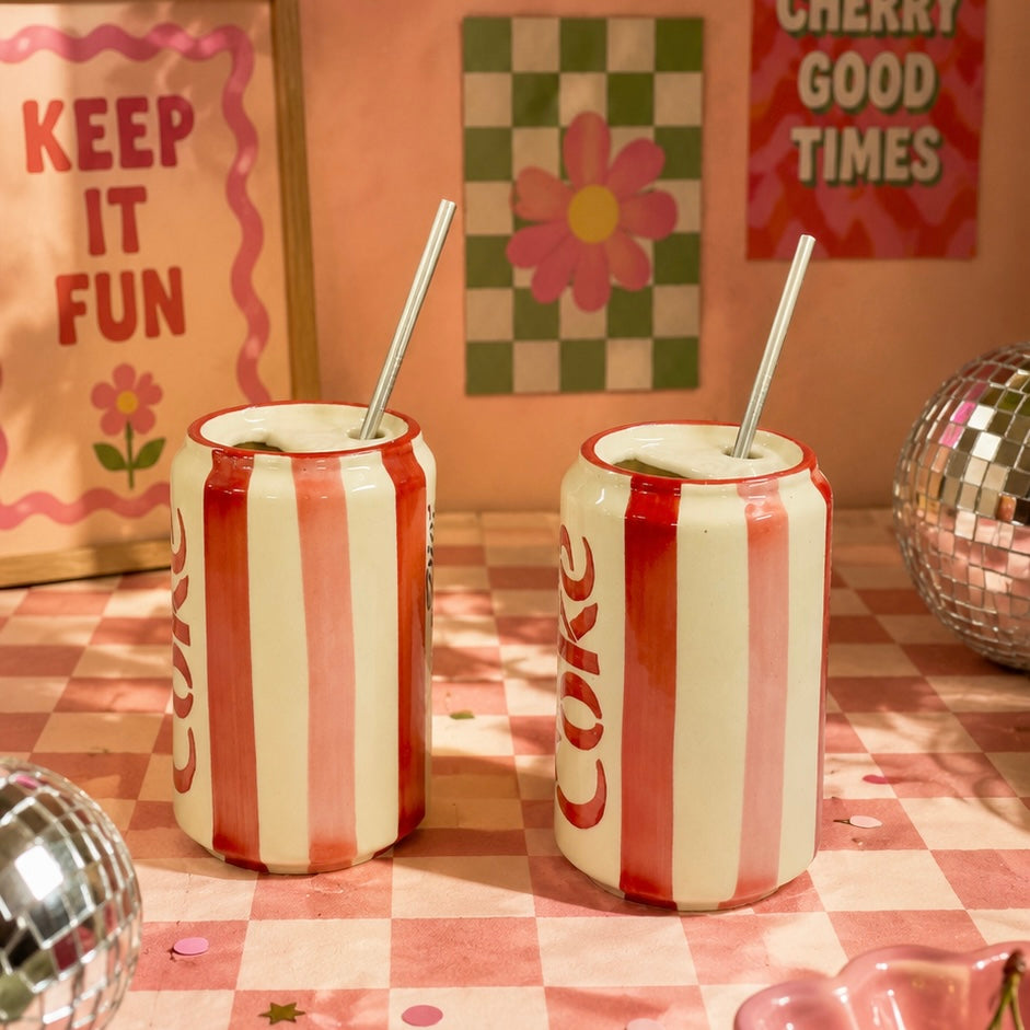 Can Diet Coke Sippers - with stainless steel straws