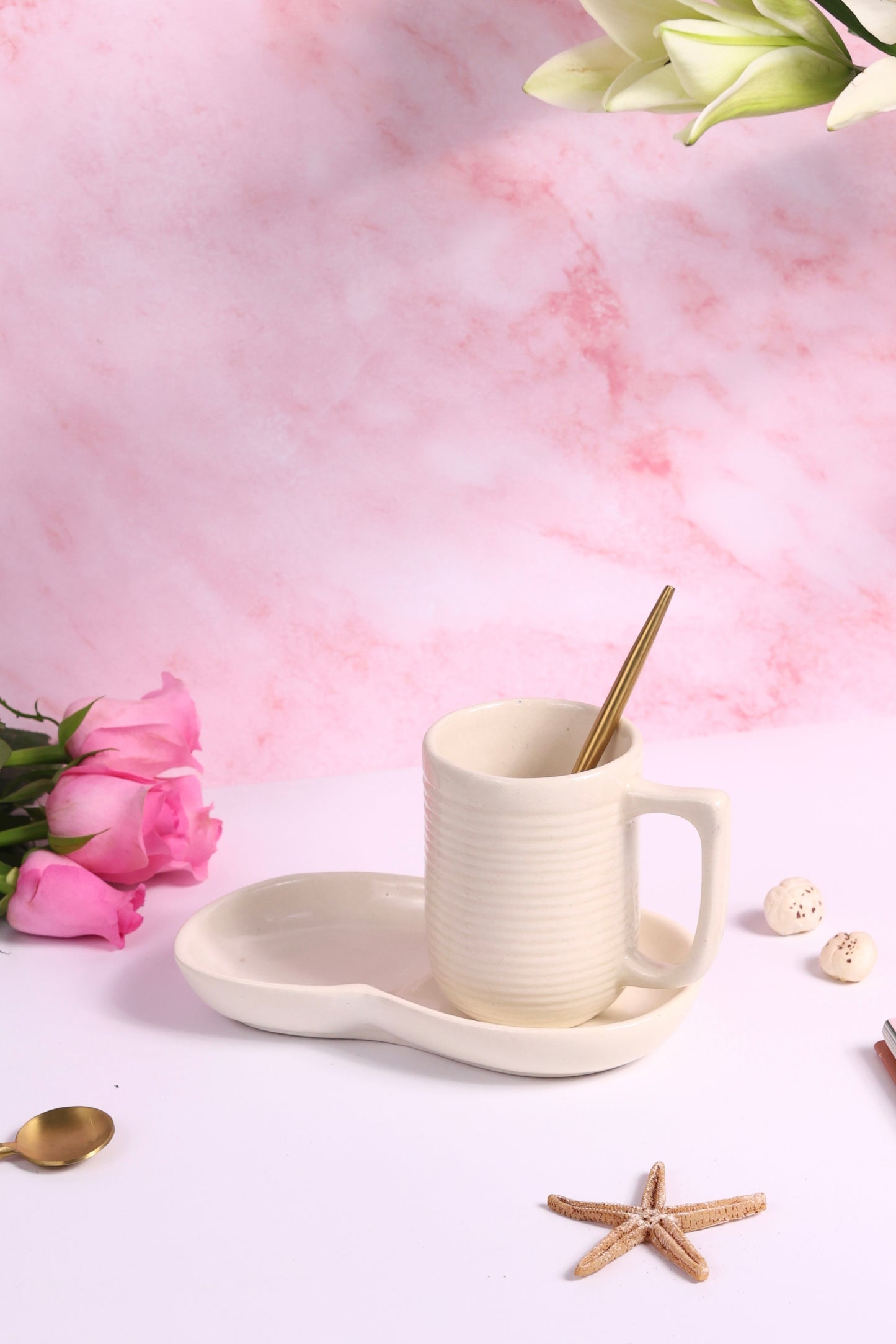 Mug and Cookie Plate - White