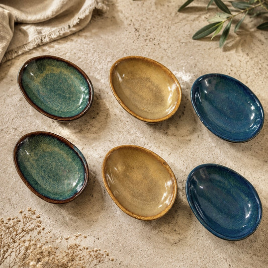 Set of 6 Tapas Oval Individual Serving Plates