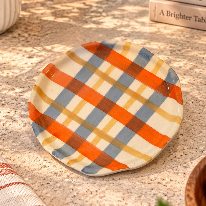 Vibrant Checks Snack Plate - Pack of one