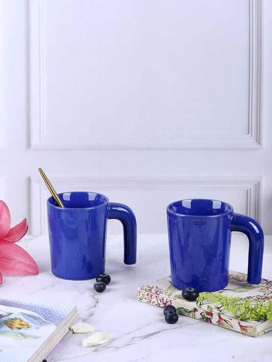 Gripster Mug Earthy Colors, Stylish Handle - Set of 2