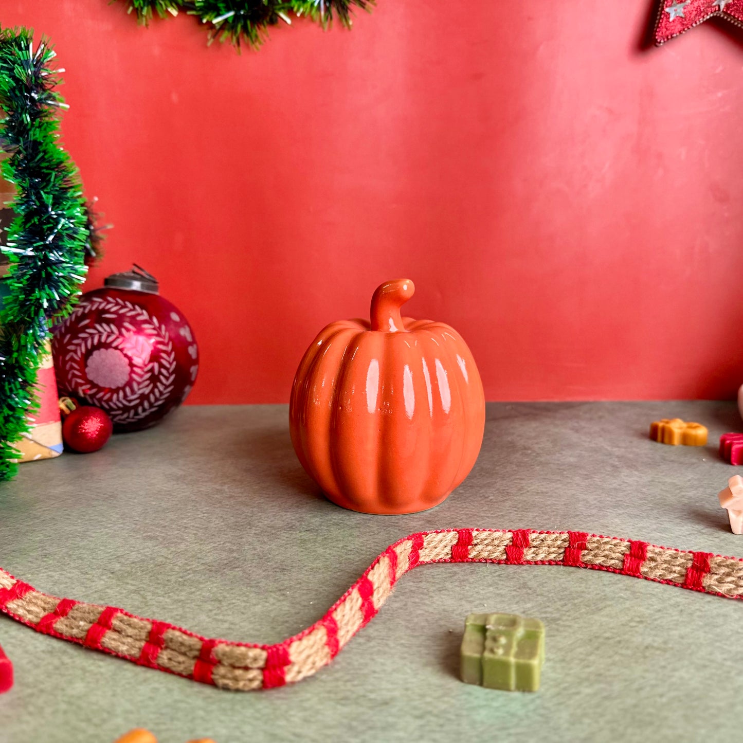 Orange Pumpkin Ceramic Decor