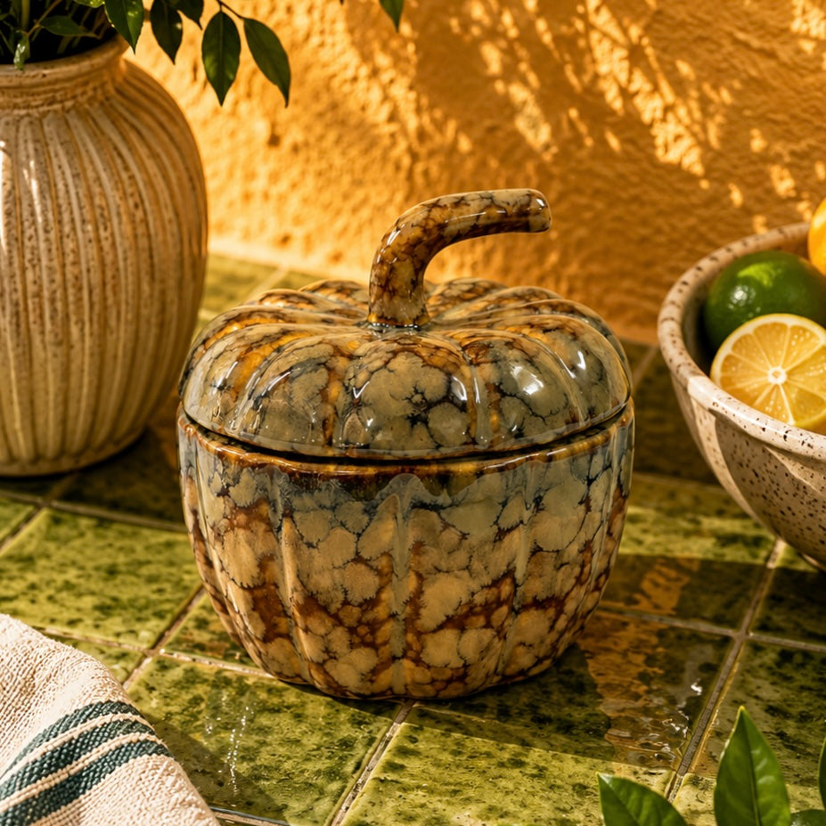 Hazel Harvest Glow Decorative Pumpkin Jar