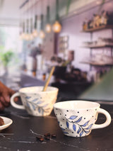 Fern Handmade Mugs - Leafy Design Stoneware Cups