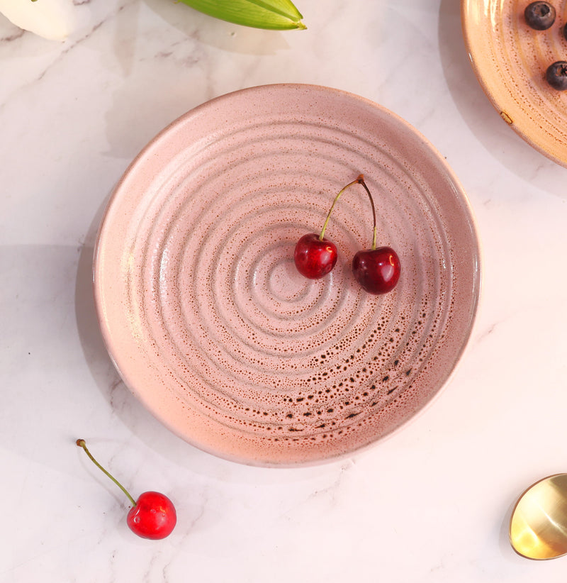 Curved Spiral Pink Snack Plate