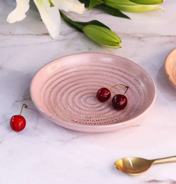 Curved Spiral Pink Snack Plate