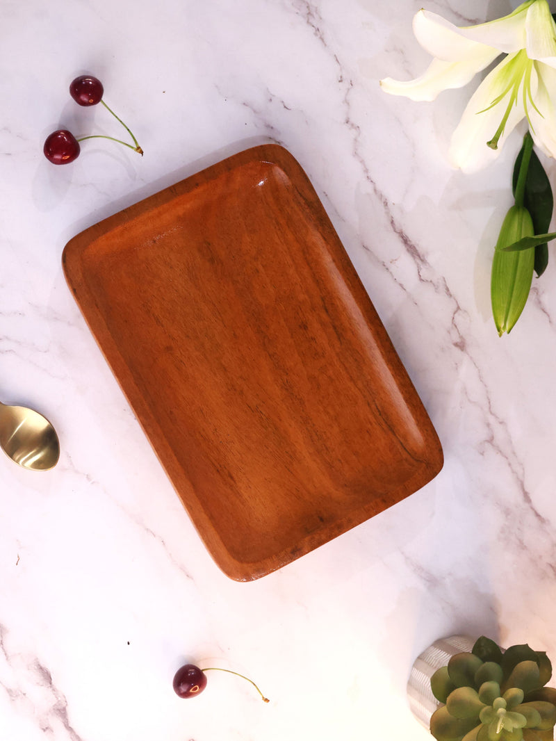 Short Rectangle Wooden Platter or Tray