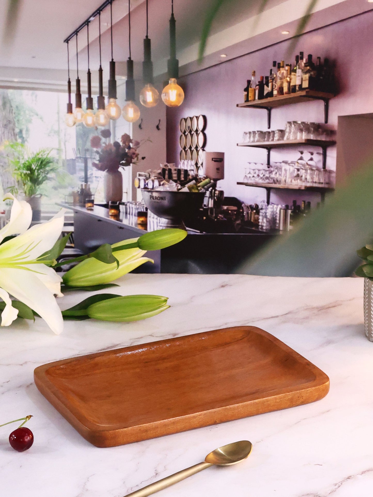 Short Rectangle Wooden Platter or Tray