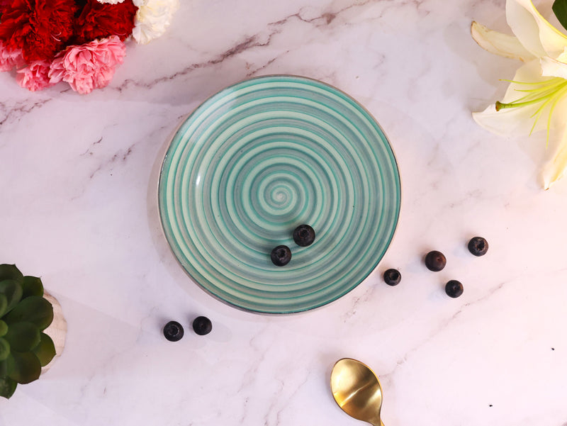 Teal and Grey Spiral Quarter Plate