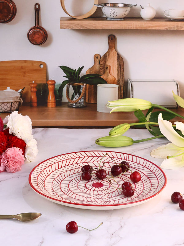 Red Jura Handpainted Dinner Plate