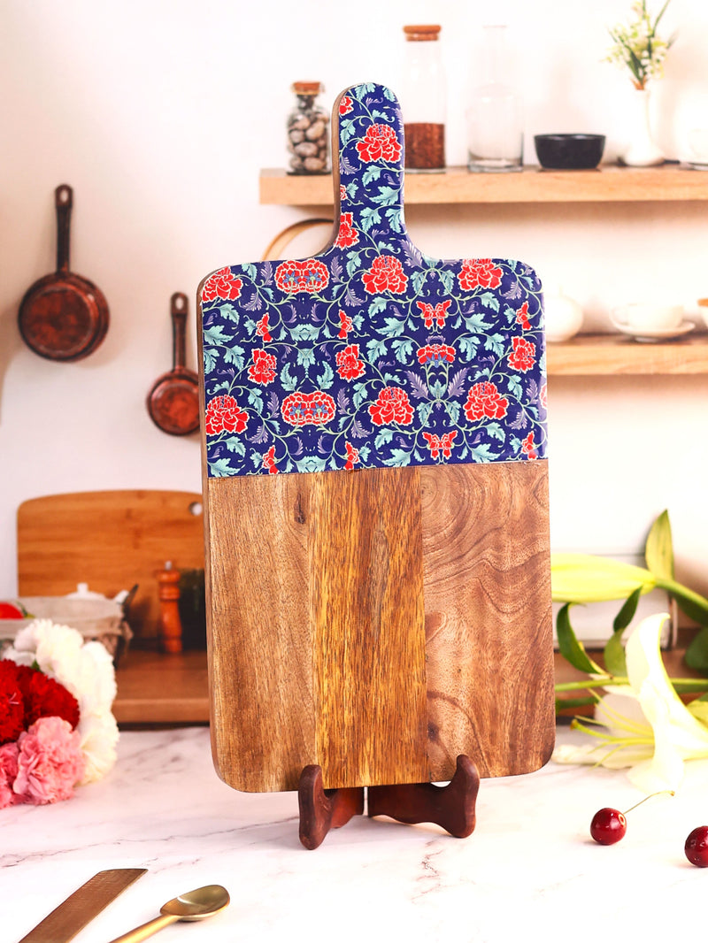 Enamel and Wooden Chopping Board with Handle