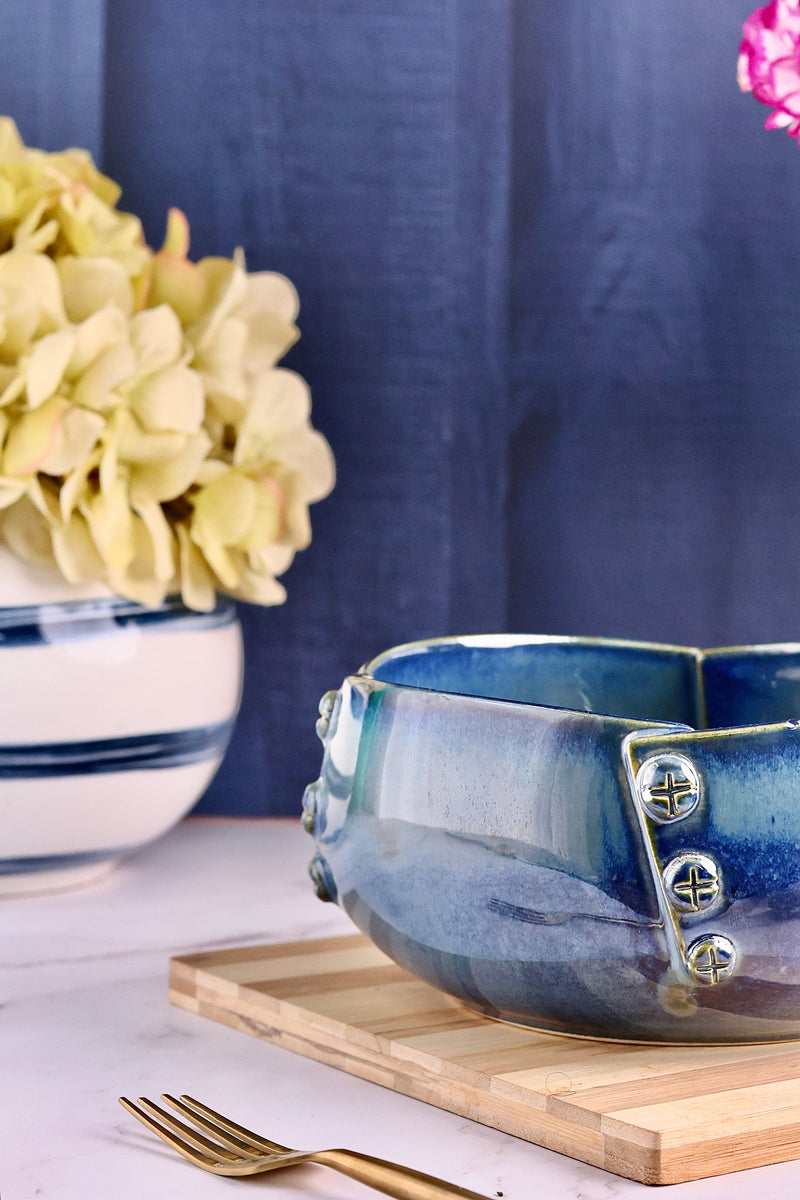 Studio Pottery Handcrafted Button Serving Bowls