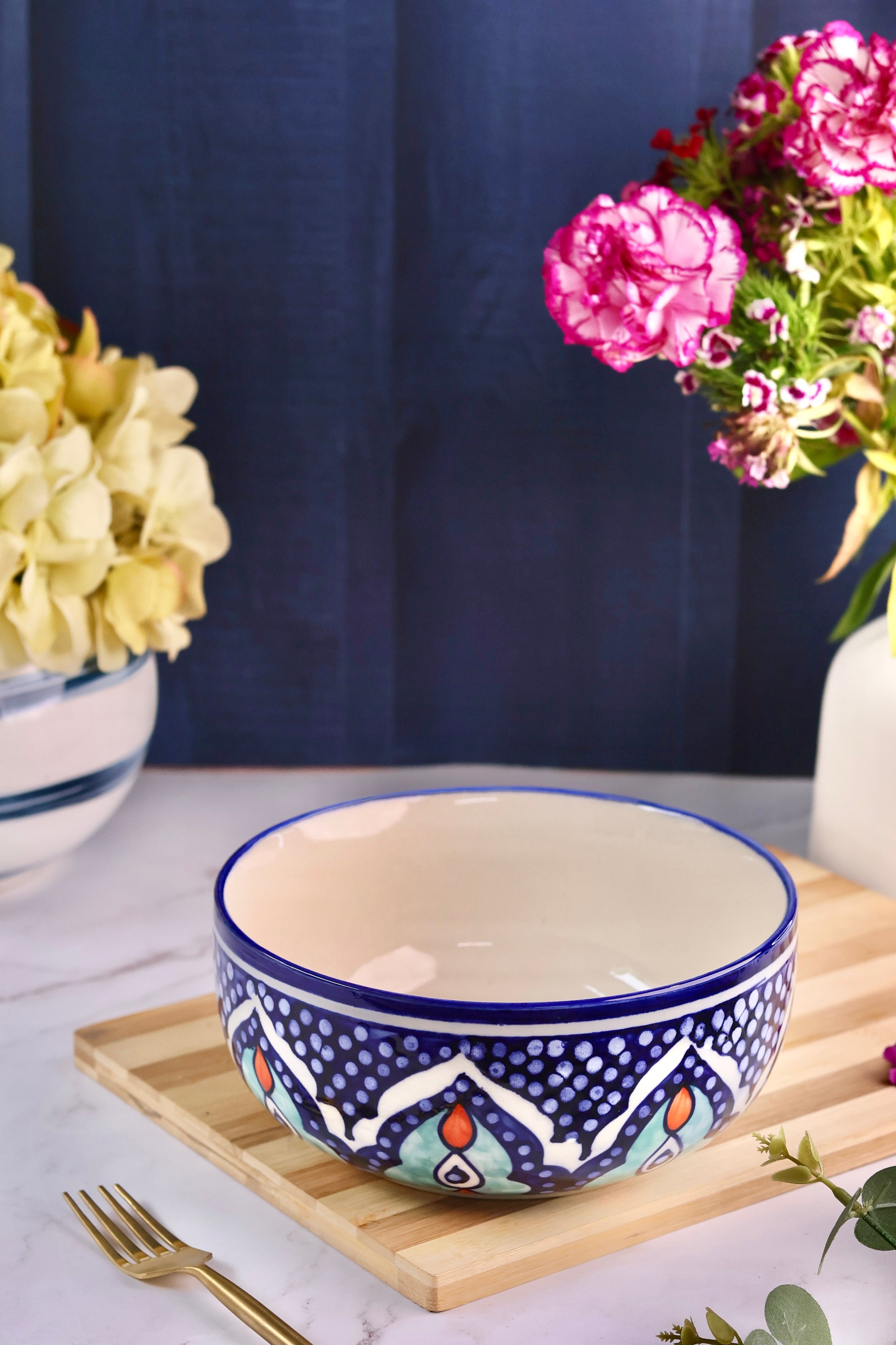 Mandala Handpainted Serving Bowl – OliveHomeAccents