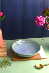 Spiral Shallow Stoneware Bowls for Pasta, Salads & Curries