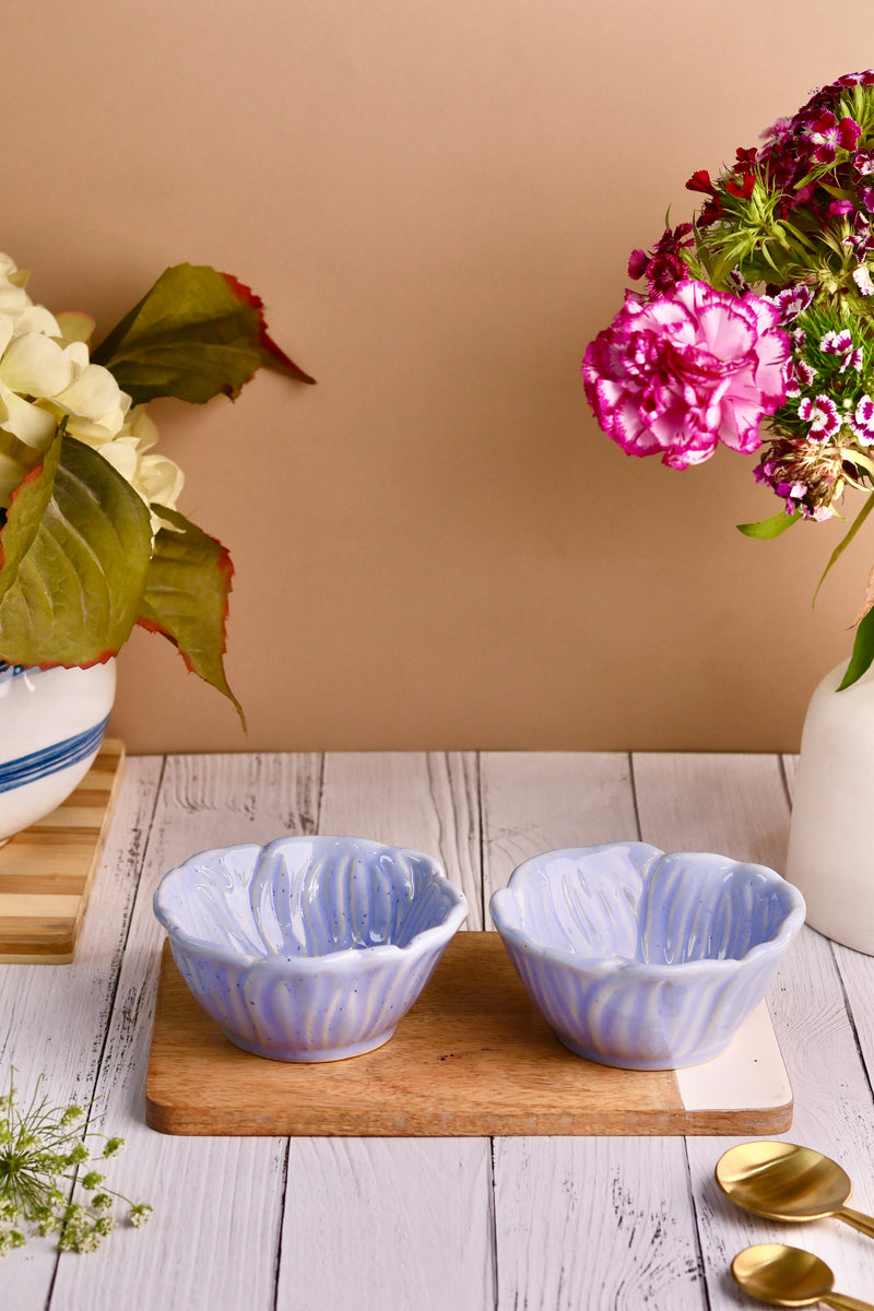 Lavender Studio Pottery Flower Snack Bowl - Set of 2