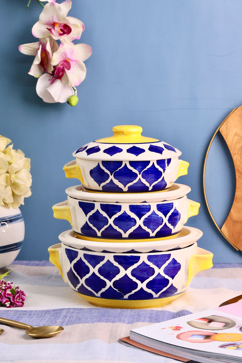 Yellow and Blue Moroccan Casserole Set