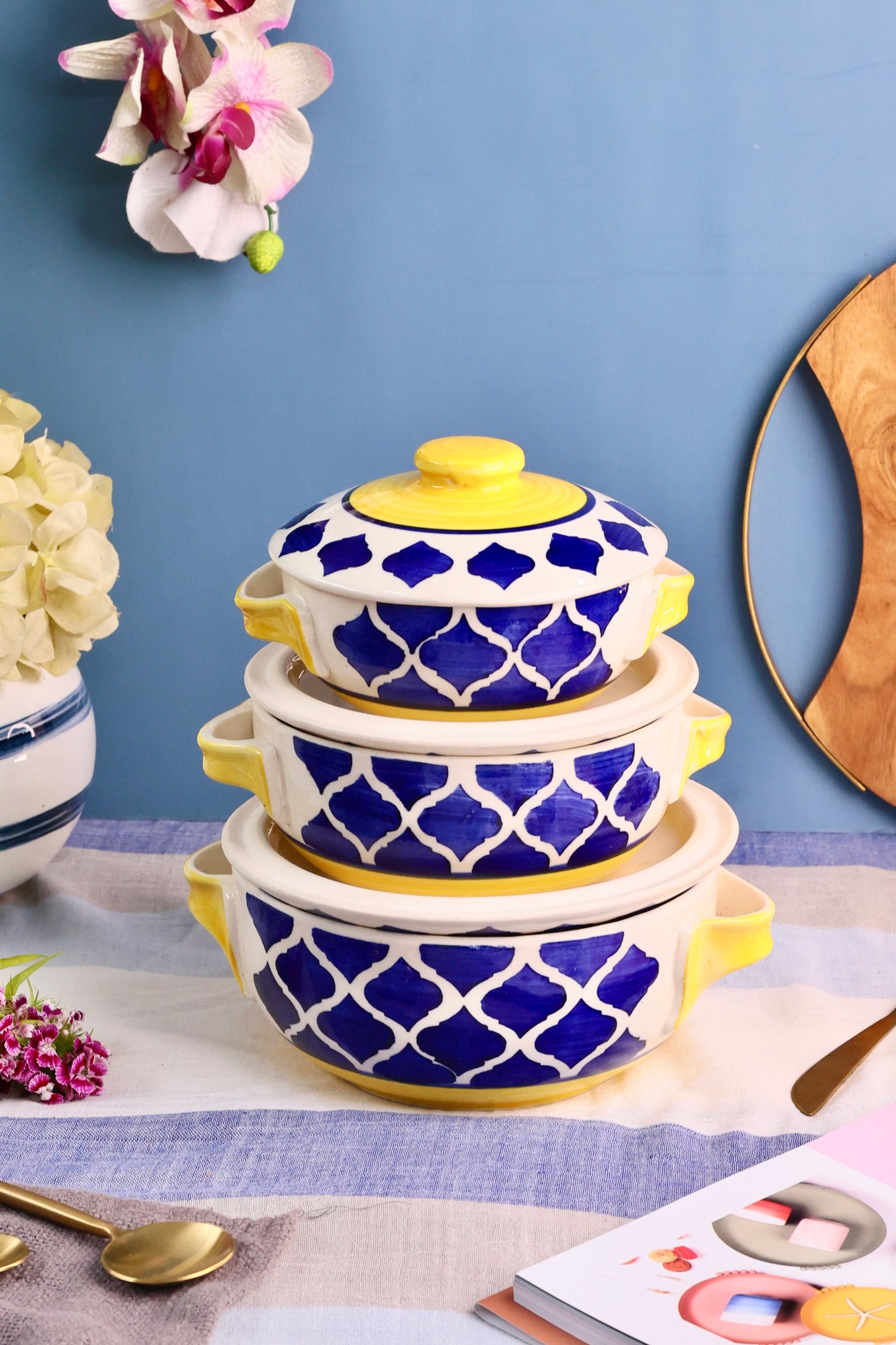 Yellow and Blue Moroccan Casserole Set