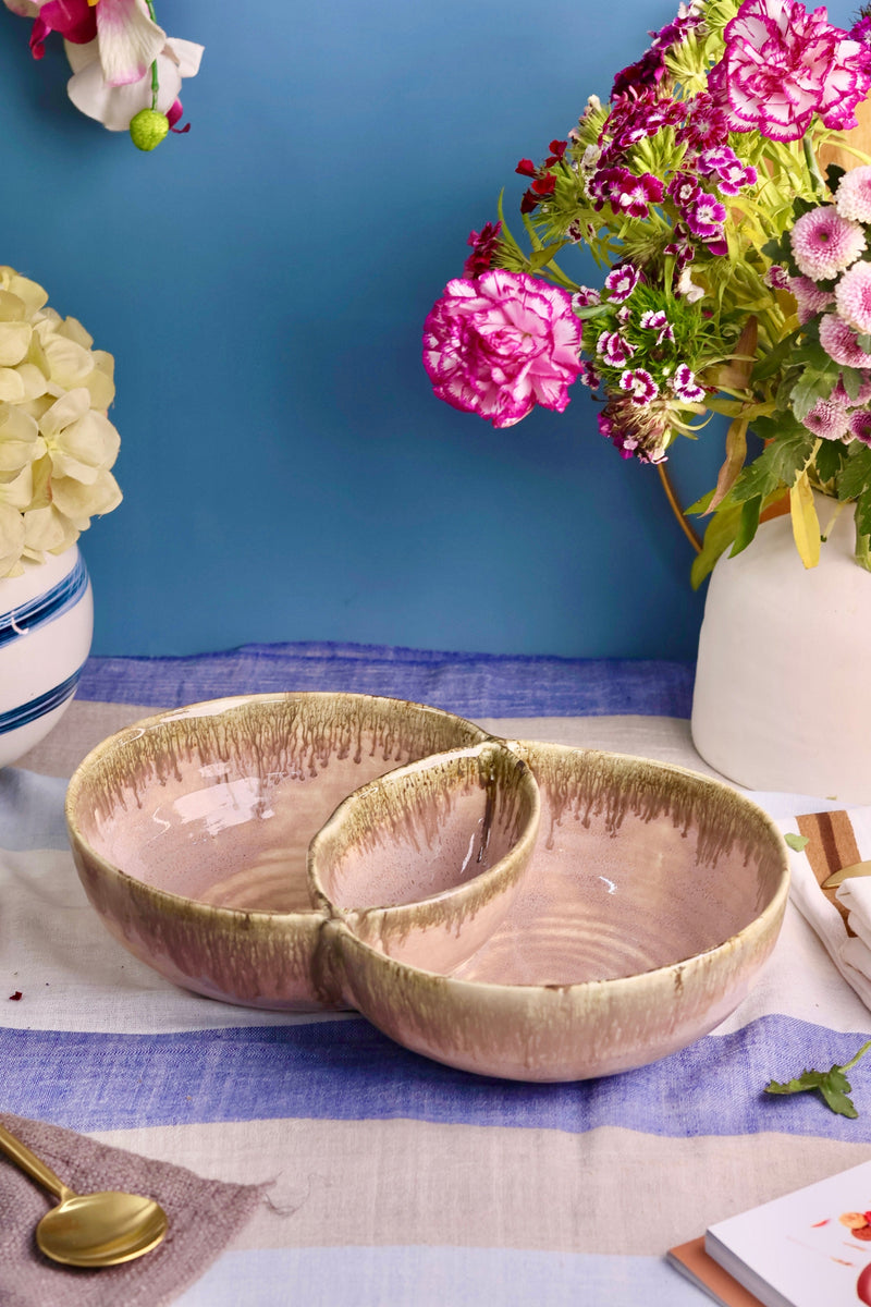 Double Serving Bowls Set with Copper Drip