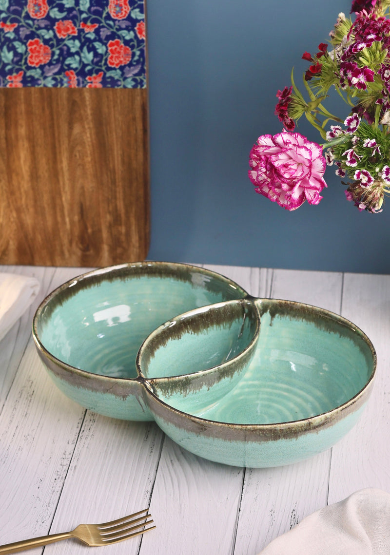 Mint Green Double Serving Bowl