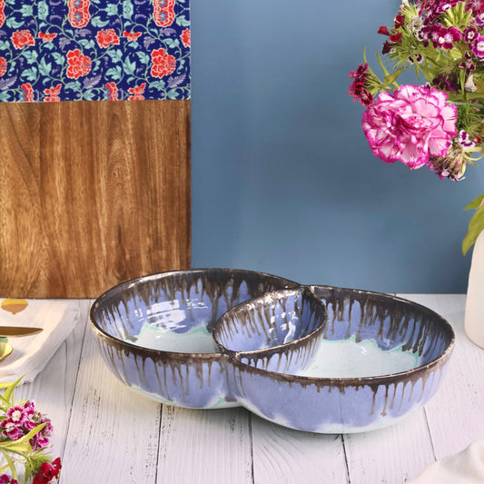 Double Serving Bowls Set with Copper Drip
