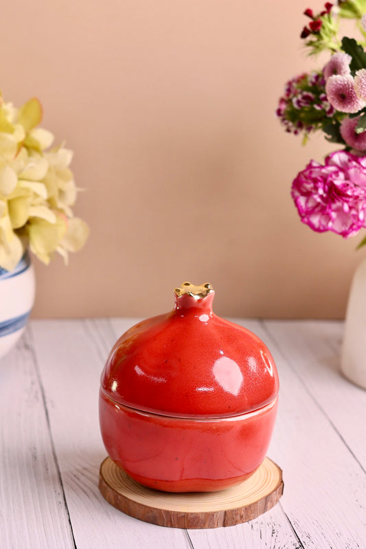 Red Pomegranate Jar with Gold tip