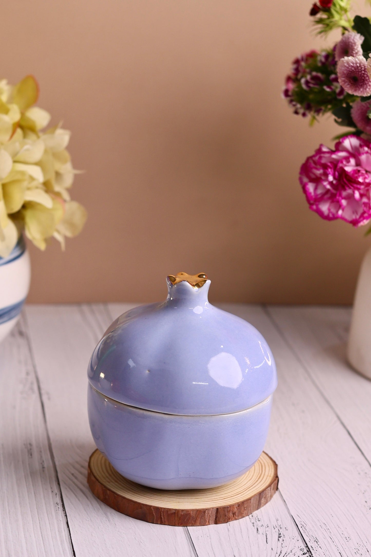 Lavender Pomegranate Jar with Gold tip