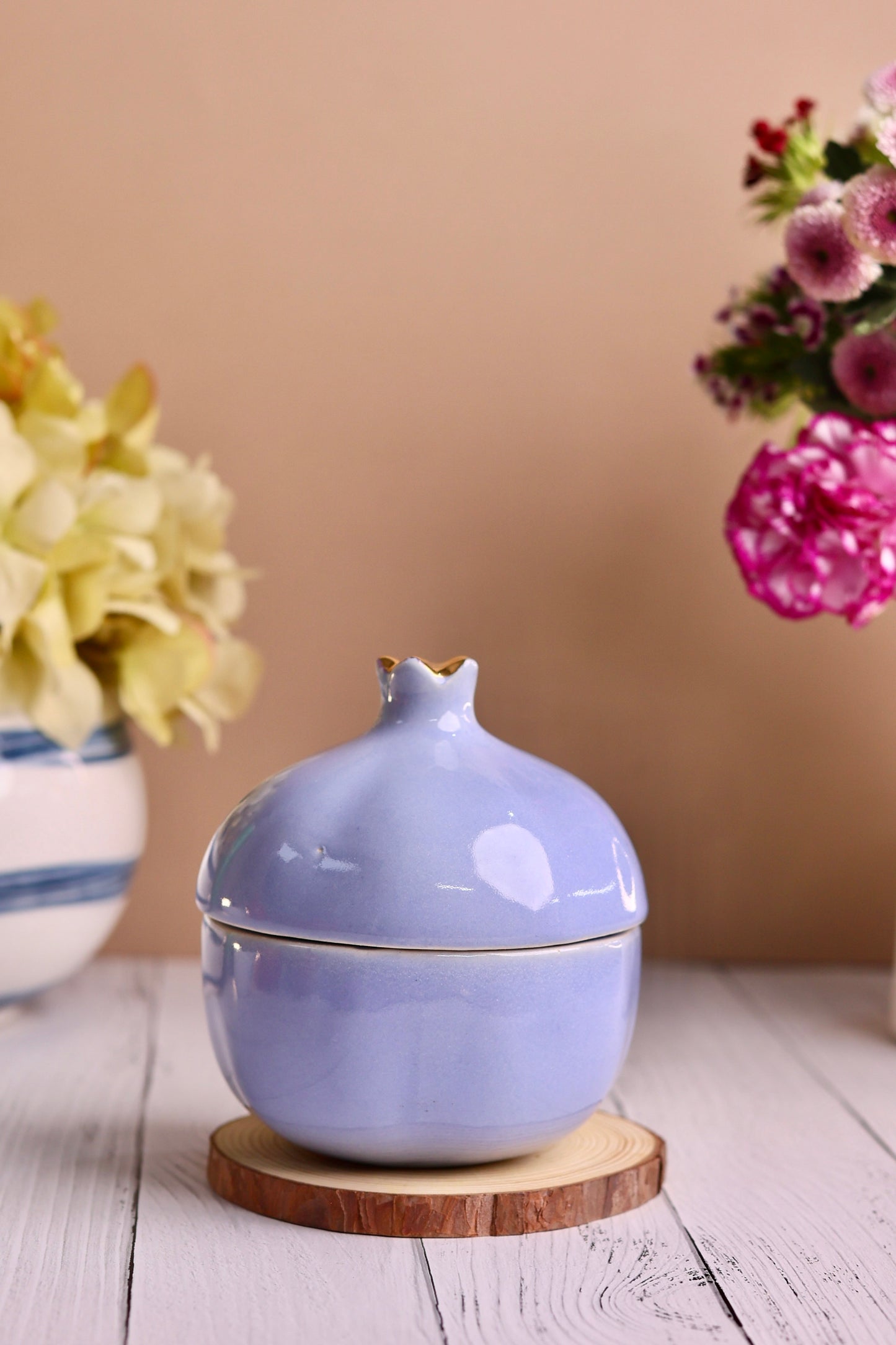 Lavender Pomegranate Jar with Gold tip