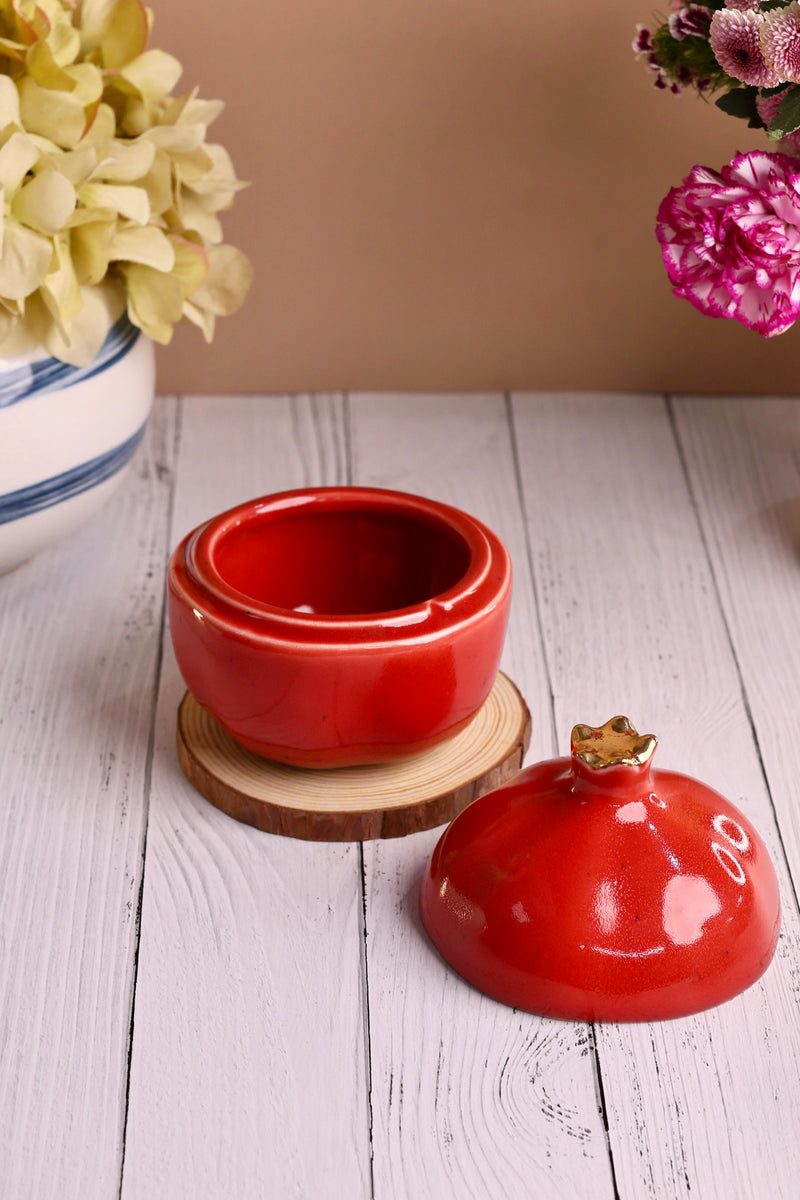 Red Pomegranate Jar with Gold tip