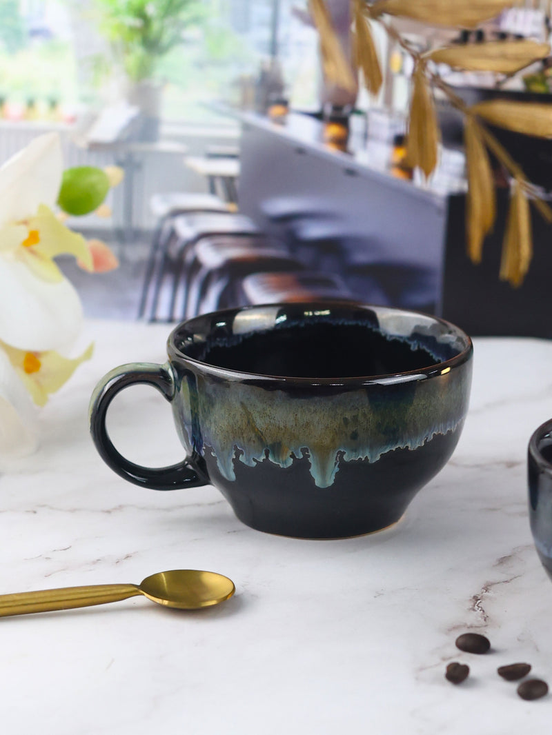 Tarini Black and Green Studio Pottery Latte Mug