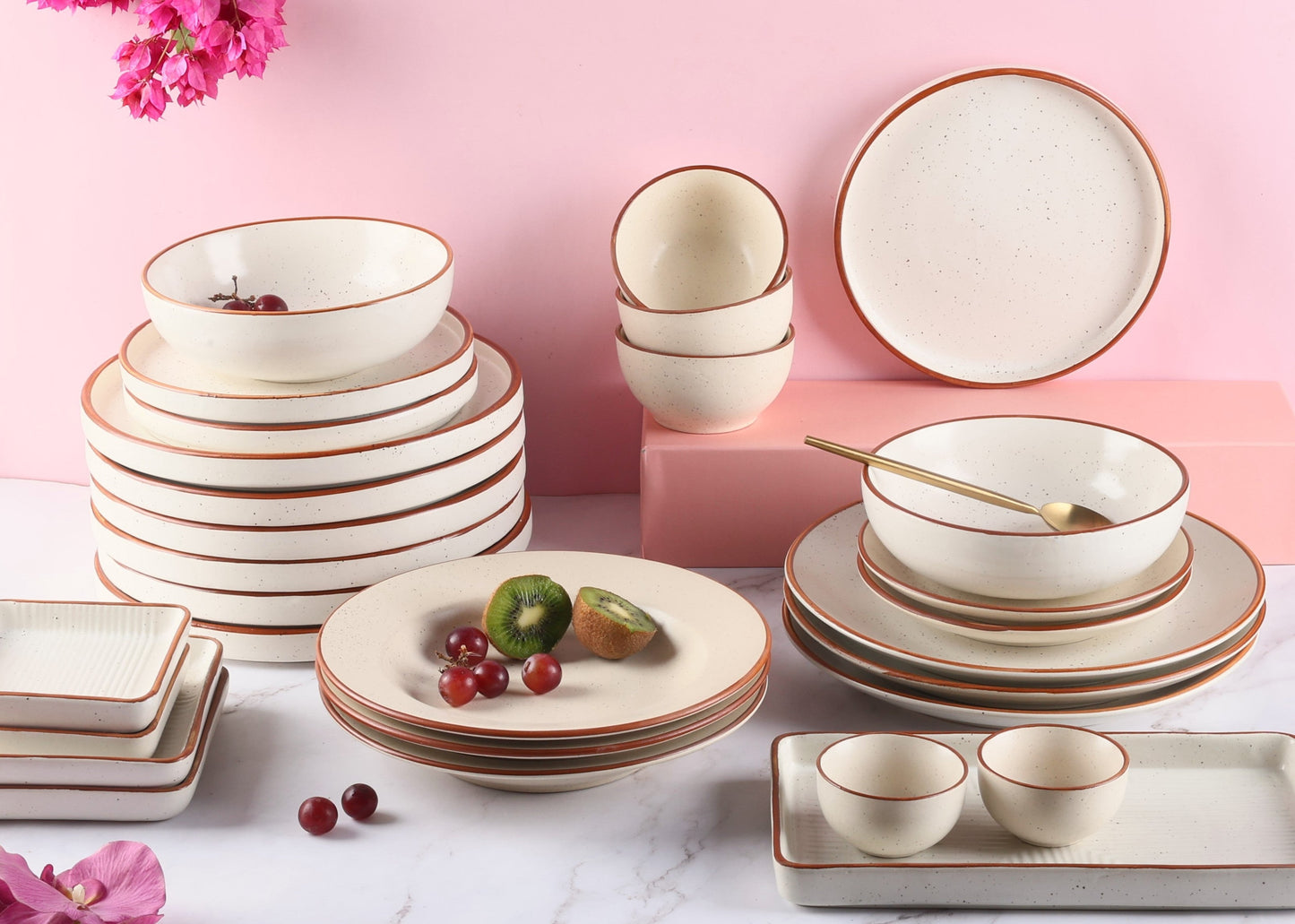 Nira Speckled Dinner Set for 4 - 14 pieces