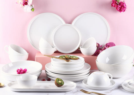 White Gigi Dinner Set for 2 - 7 pieces