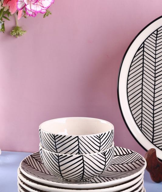 Black and White Chevron Portion Bowl - Set of 2