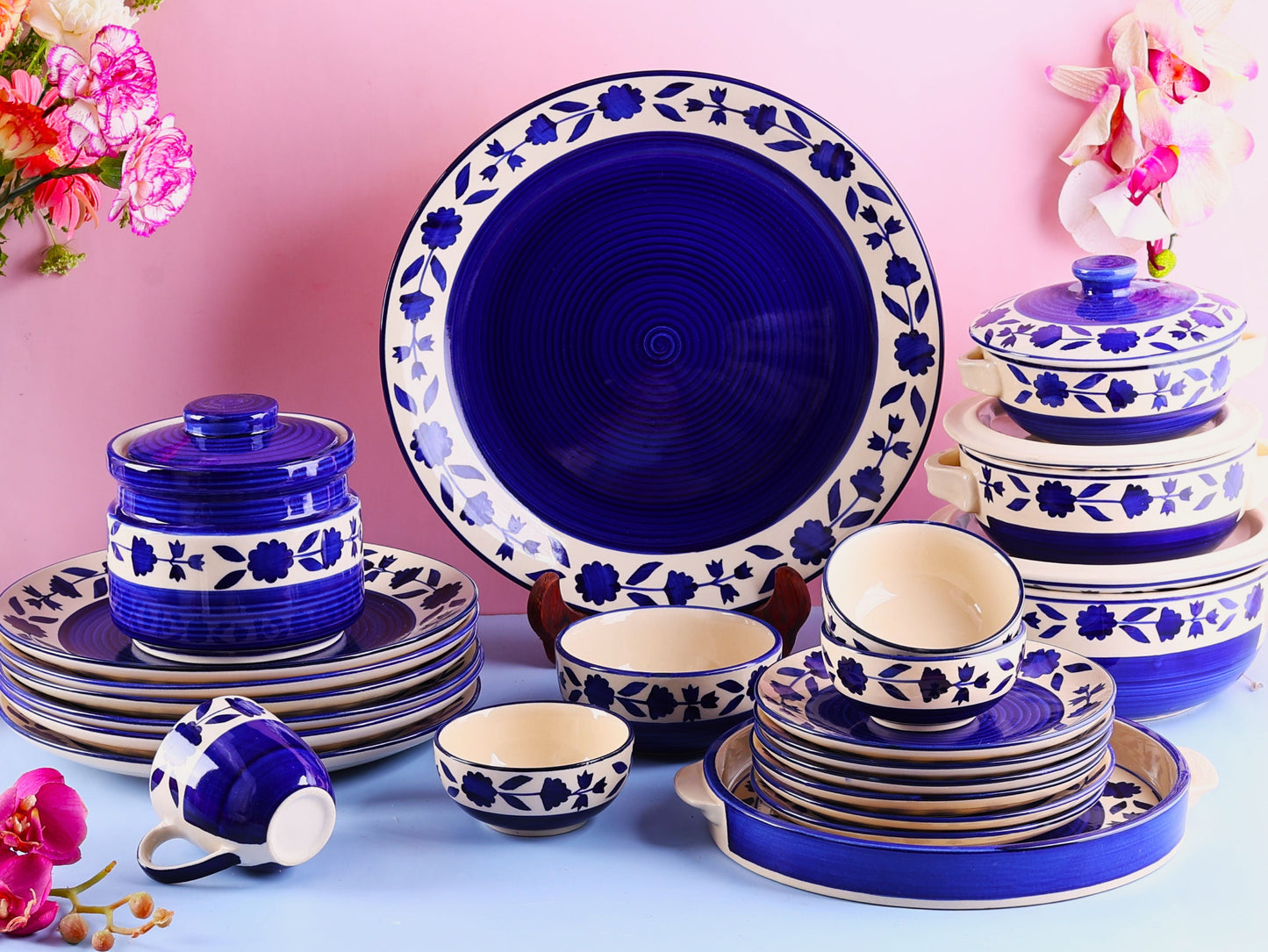 Neelam Handpainted Dinner Set for 6 - 23 pieces