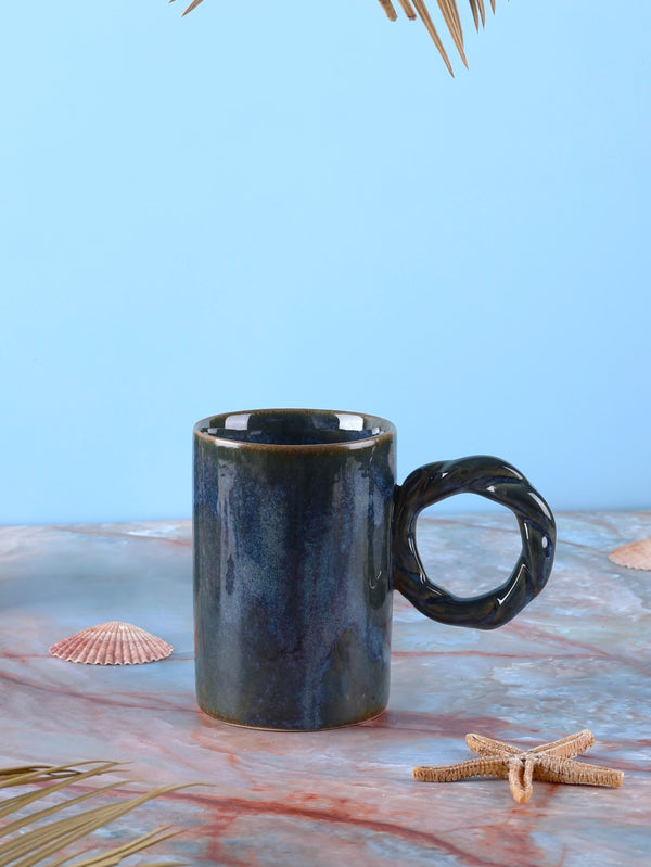 Pretzel Handle Coffee Mug - Deep Bluish Green