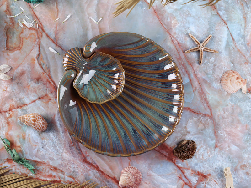 Studio Pottery Kira Shell chip and dip Platter