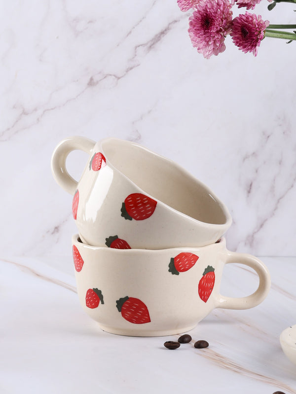 Strawberry Fields Handmade Wide Mug