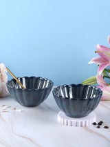 Scalloped Flower Bowls - Beige, Blue, Olive Grey, Green