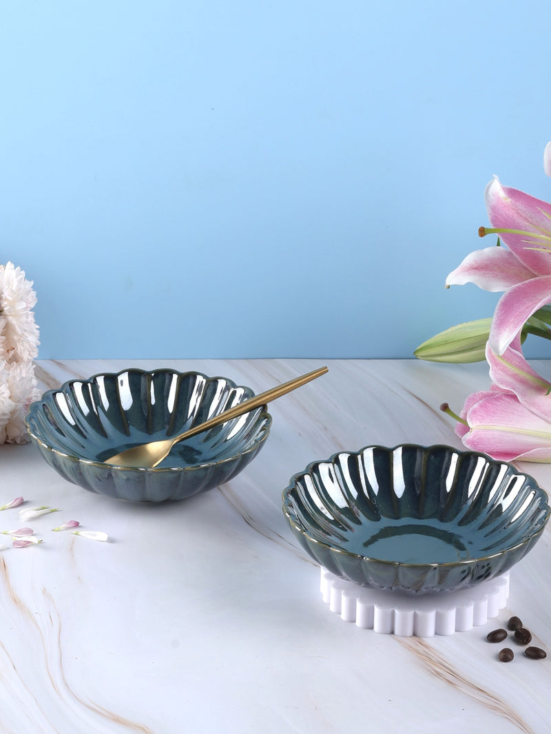 Floral Scalloped Shallow Bowls